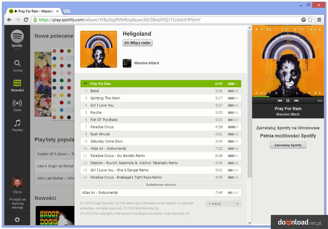 Spotify Web Player uruchom w przeglądarce Download | Descargar